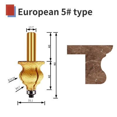 Chamfer router bit diamond European 5 types marble stone granite CNC engraving tool